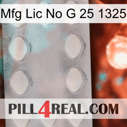 Mfg Lic No G 25 1325 16